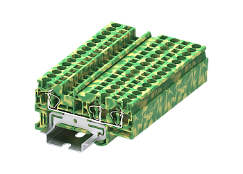 Заземляющая клемма TC4-3-PE - Заземляющая клемма, 3 точки подключения, пружинный, номинальное сечение: 4 мм кв., ширина: 6,2 мм, цвет: желто-зеленый, тип монтажа: DIN 35