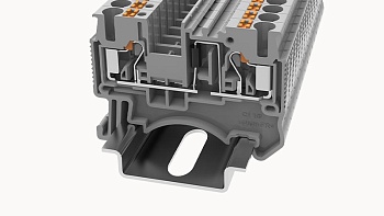 Клемма с диодом DS2.5-LD R-L-01P-11 - Клемма с диодом, схема R-L, тип фиксации провода: Push-in, номинальное сечение: 2.5 мм кв., 5A, 800V, ширина: 5,2 мм, цвет: серый, втычная перемычка, тип монтажа: DIN35