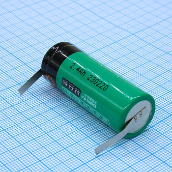 CR17450E/T - Li, MnO2 батарея типоразмера 4/5А 3В, 2.4Ач, плоские радиальные выводы, -40...70 °C