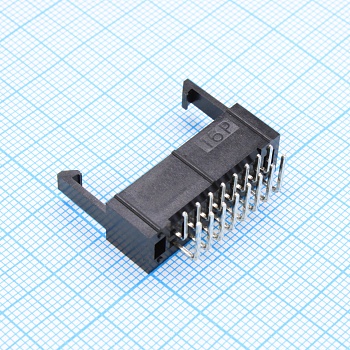 DS1013-01-16RSIB-B - IDC разъем, вилка на плату угловая двухрядная 16pin(2x8)., шаг 2.54мм с фиксатором