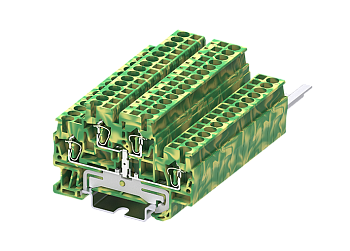 Этажная клемма TCD2.5-2-PE - Этажная заземляющая клемма, тип фиксации провода: пружинный, номинальное сечение: 2,5 мм кв., ширина: 5,2 мм, цвет: желто-зеленый, тип монтажа: DIN 35