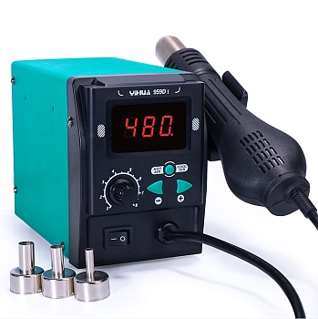 YIHUA 959D-I - Термовоздушная паяльная станция 700Вт, температура 100~480°С, бесщеточный двигатель с плавной подачей воздуха