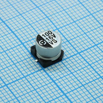 VS1H100ME054000CE0 - Конденсатор электролитический стандартный 10мкФ 50В ±20% (6.3х5.4мм) для поверхностного монтажа 56мА 2000час 85°С лента на катушке