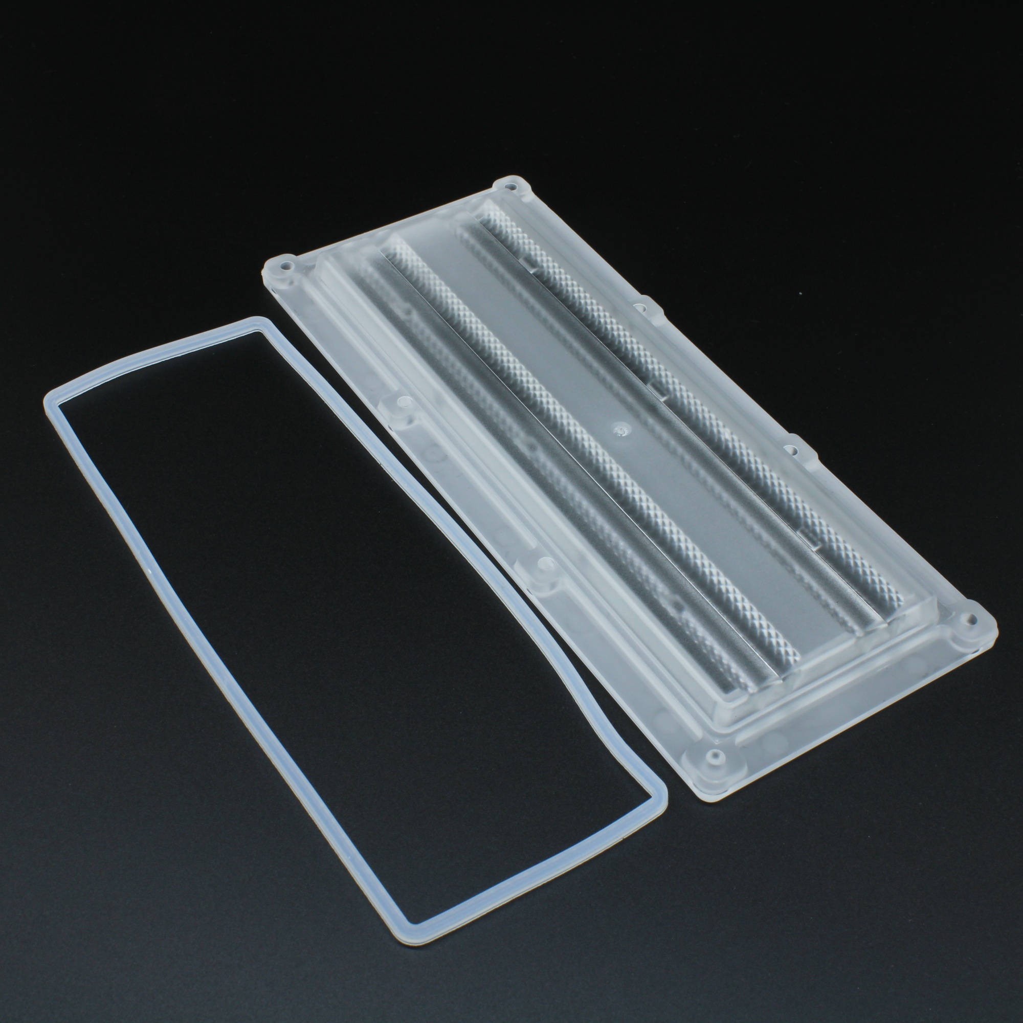 ALHB173DXXLEDDA25G - Групповая прямоугольная линза 2x6 на 12/24/48/64 светодиода 5050/3030/2835, эфф=90%, DA25°, 173x71.4mm   H:10,38mm, PMMA