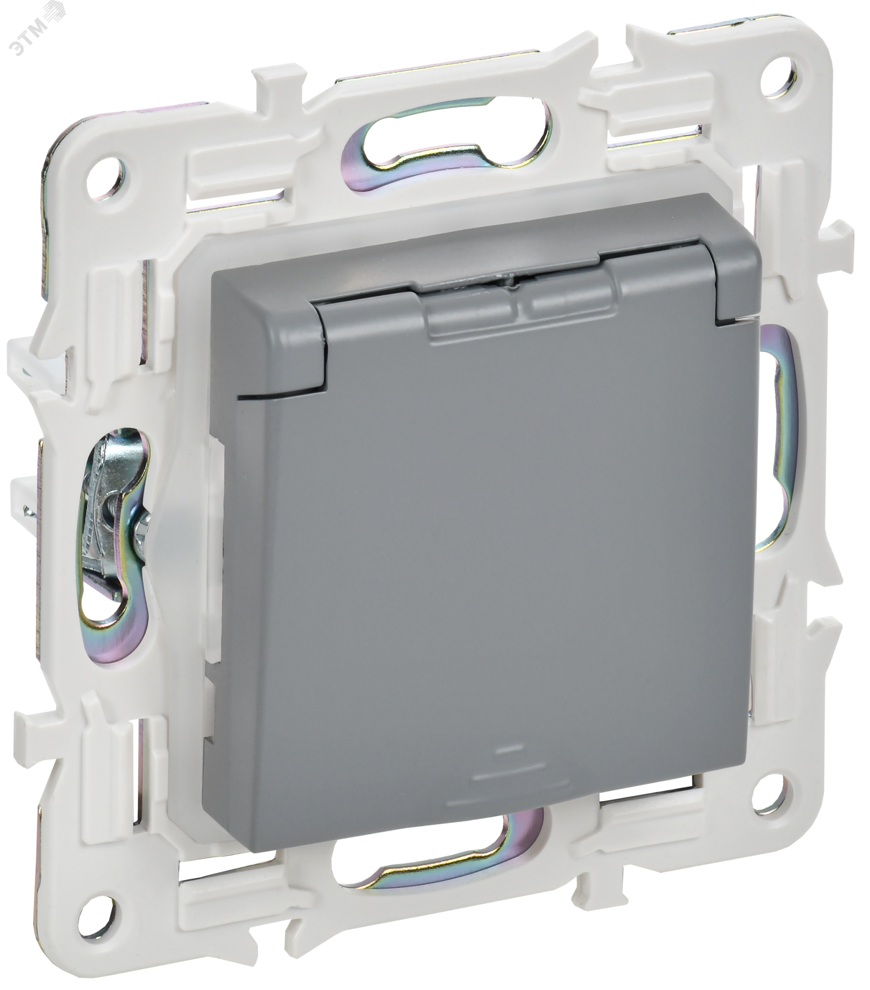 SKANDY Розетка 1-местная с заземлением с защитными шторками и крышкой 16А IP44 SK-R11Gr серый IEK SK-R16-16-44-K03