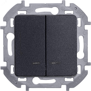 Выключатель 2-кл. Inspiria 10А IP20 250В 10AX с подсветкой/индикацией механизм антрацит Leg 673633