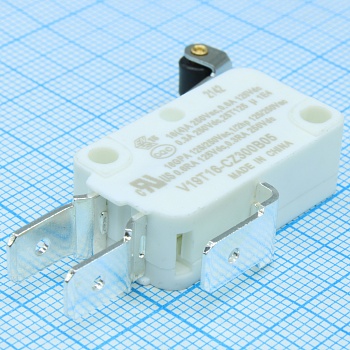 V19T16-CZ300B05 - микропереключатель SPDT 250В 16А короткая лапка с роликом фастон 6,3мм  2.94Н