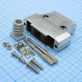 DS1047-25M1L-N - Кожух для разъема D-SUB 25 контактов, металл, с удлиненными винтами