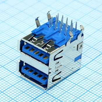 484060003 - Разъем USB тип A, USB 3.0, розетка, сдвоенная