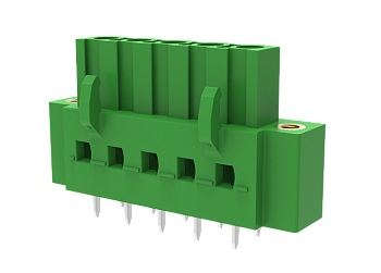 Розеточный разъем на плату MC-RU5.08SV16-F-0001 - Розеточный разъем, вертикальный на плату, шаг: 5.08 мм, 16 полюсов, фиксация на плате пайка, исполнение: с монтажными фланцами, 320V, 18A, цвет: зеленый