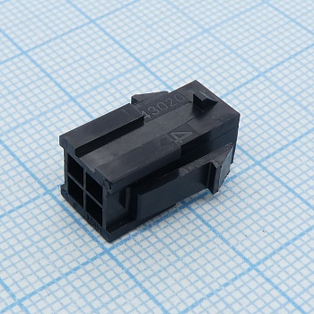 430200400 - Корпус разъема, двухрядный, монтаж в панель, Серия Micro-Fit 3.0, Штекер, 4 вывод(-ов), 3 мм