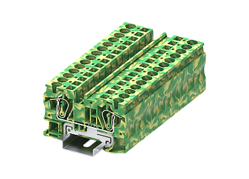 Заземляющая клемма TC6-2-PE - Заземляющая клемма, тип фиксации провода: пружинный, номинальное сечение: 6 мм кв., ширина: 8,2 мм, цвет: желто-зеленый, тип монтажа: DIN 35