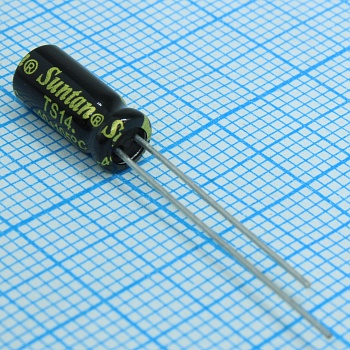 TS14011E470MSB030R - Конденсатор алюминиевый электролитический радиальный 47мкФ 25В ±20% 5*11 P:2мм 50мА 2000ч 105°С