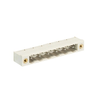 Вилка Wiecon 8313 S / 6 WF OB - Вилочный разъем, горизонтальный, на плату, с монтажными фланцами, шаг 7,5 мм, 6 полюсов, фиксация на плате пайкой, 690V, 12А, без маркировки, цвет: серый, серия 8313 S WF