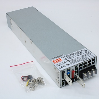 NSP-1600-12 - AC-DC, 1500Вт, выход 12В/0…125A, прогр.рег.11.5…15 В , вход 90…264В AC, 47…63Гц / 127…400 В DC, КПД 89%, изоляция 3000В AC, в кожухе 300x85x41мм, -20…+70°С, 2 вентилятора