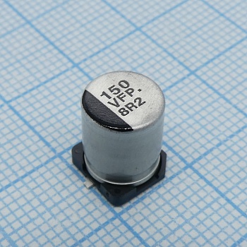 EEEFP1V151AP - Конденсатор алюминиевый электролитический 150мкФ 35В ±20% (8 X 10.2мм) для поверхностного монтажа 0.08 Ом 850мА 2000час 105°С автомобильного применения лента на катушке