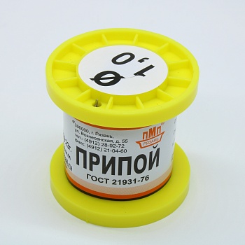 ПОС 63 Т. D=1.0мм 50гр. - Припой трубчатый с канифолью ПОС63 1.0мм 50гр. катушка