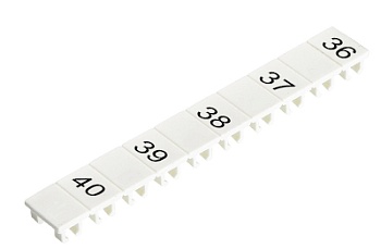 Шильдик M1.517.0401.1 - Маркировка для клемм сечением 2,5 мм.кв., шириной 5 мм, 10 шильдиков, белая, нанесенные знаки: 36, пробел,37, ,38, ,39, ,40,