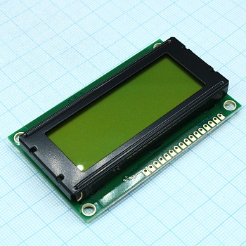 WH2004D-YYK-CT# - ЖКИ знакосинтезирующий 20 x 4, STN Желто-зеленый Позитивный/прозрачно-отражающий светодиодная подсветка желто-зеленая размеры 77x47 мм, видимая область 60x22 мм, -20...70°C, контактные площадки сверху 16 выводов