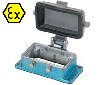 Открытоеоснование разъема EX 99.700.3329.7 - Основание разъема на панель, открытое, типоразмер 6B, взрывозащищита, с уплотнителем, с одной защелкой, с защитной крышкой, материал корпуса: цинковый сплав
