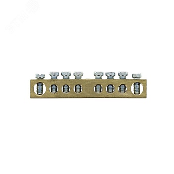 Шина PEN "ноль-земля" (8х12мм) 8 отверстий латунь крепеж по краям PROxima sn0-125-8-k