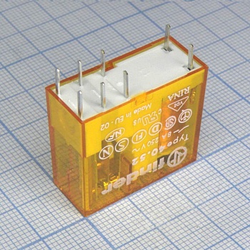 40.52.8.230.0000 - Миниатюрное универсальное электромеханическое реле; монтаж на печатную плату или в розетку; выводы с шагом 5мм; 2CO 8A; контакты AgNi; катушка 230В AC; степень защиты RTII