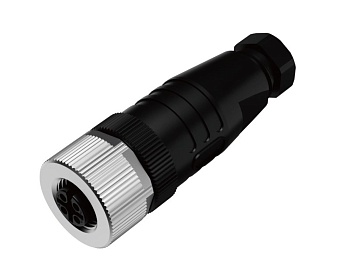 Розеточный разъем M12A05FPSFWSR608001 - Розеточный разъем на кабель, 5 полюсов, M12, прямой, A-Code, диаметр кабеля: 6,0-8,0 мм, 4А, 60V, корпус из пластика, резьбовое соединение: цинк