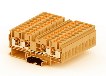 Проходная клемма TP6-4-OG - Проходная клемма, 4 точки подключения, тип фиксации провода: push-in, номинальное сечение: 6 мм кв., 41A, 1000V, ширина: 8,2 мм, цвет: оранжевый, тип монтажа: DIN 35