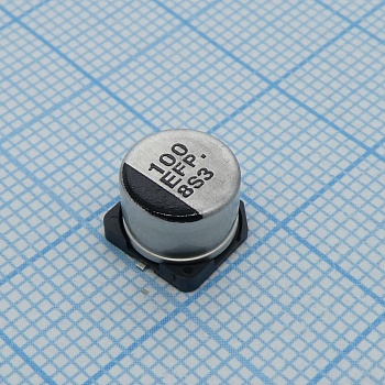 EEEFP1E101AP - Конденсатор алюминиевый электролитический 100мкФ 25В ±20% (8 X 6.2мм) для поверхностного монтажа 0.18 Ом 500мА 2000час 105°С автомобильного применения лента на катушке