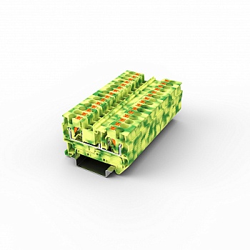 Заземляющая клемма UPT-4PE - Заземляющая клемма, тип фиксации провода: Push-in, номинальное сечение: 4 мм кв., 800V, ширина: 6,2 мм, цвет: желто-зеленый, тип монтажа: DIN35