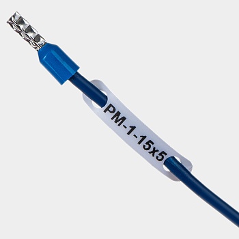 Маркер продеваемый PM-1-15x5 W - Продеваемый маркер, для провода сечением 1,5 мм кв., диаметром до 3,3 мм, размер 15х5 мм, цвет белый, в упаковке 2700 маркеров