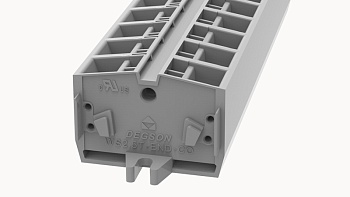 Проходная клемма WS2.5T-END-CO-01P-11 - Проходная клемма, 4 точки подключения, тип фиксации провода: пружинный, номинальное сечение: 2,5 мм кв., 24А, 800V, ширина: 10 мм, цвет: синий, тип монтажа: DIN35