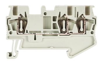 Клемма сдв. WKF 1,5 D1/2/35 - Проходная клемма, 3 точки подключения, тип фиксации провода: пружинный, номинальное сечение: 1,5 мм кв., 17,5A, 500V, ширина: 4 мм, цвет: серый, тип монтажа: DIN 35