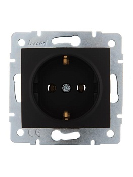 Розетка 1-м СП Karina с заземл. термопласт механизм черн. бархат 707-4288-122B