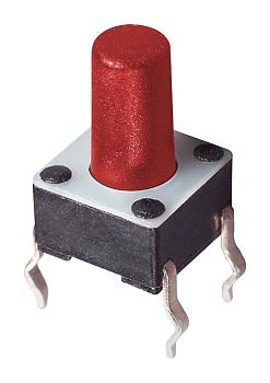 1-1825910-5 - Кнопка тактильная на замыкание круглый колпачок  0.05A 24В 100000 циклов 2.55Н монтаж в отверстие россыпь