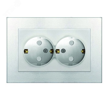 Розетка двухместная UNIVersal серия Афина с/з, с/у, з/ш 16А, 220В, серебро (еврослот), механизм A0050-S