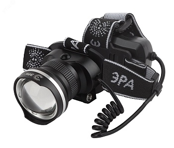 Фонарь аккумуляторный налобный GA-806 CREE 5Вт регулир. фокус литиевый аккум. 2.5А.ч алюм. USB пластик. (кор.) Б0039626