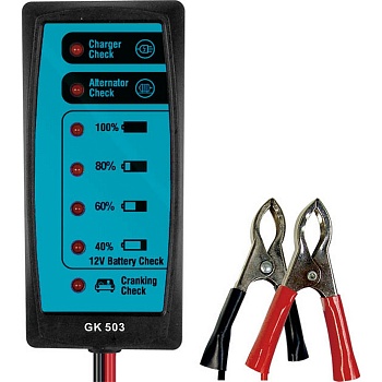 Автомобильный тестер GK-503 - Тестер автомобильных аккумуляторных батарей для проверки степени заряда 12В аккумуляторных батарей (АКБ), а также проверки генератора 12В автомобильных АКБ.