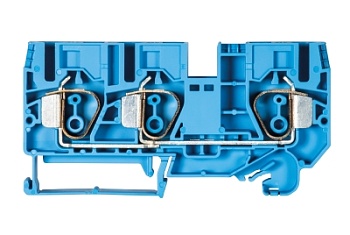 Клемма сдв. WKFN 10 D1/2/35 BLAU - Проходная клемма, 3 точки подключения, тип фиксации провода: пружинный, номинальное сечение: 10 мм кв., 57A, 800V, ширина: 10 мм, цвет: синий, тип монтажа: DIN 35