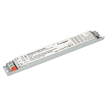 Блок питания ARJ-SP-120-LINEAR-PFC-DALI2-ADJ (120W, 80-330V, 0.3-0.7A) 035537 - Диммируемый источник тока без гальванической развязки с регулировкой для светильников и мощных светодиодов. Входное напряжение 220-240 VAC. Предназначены для питания групп све