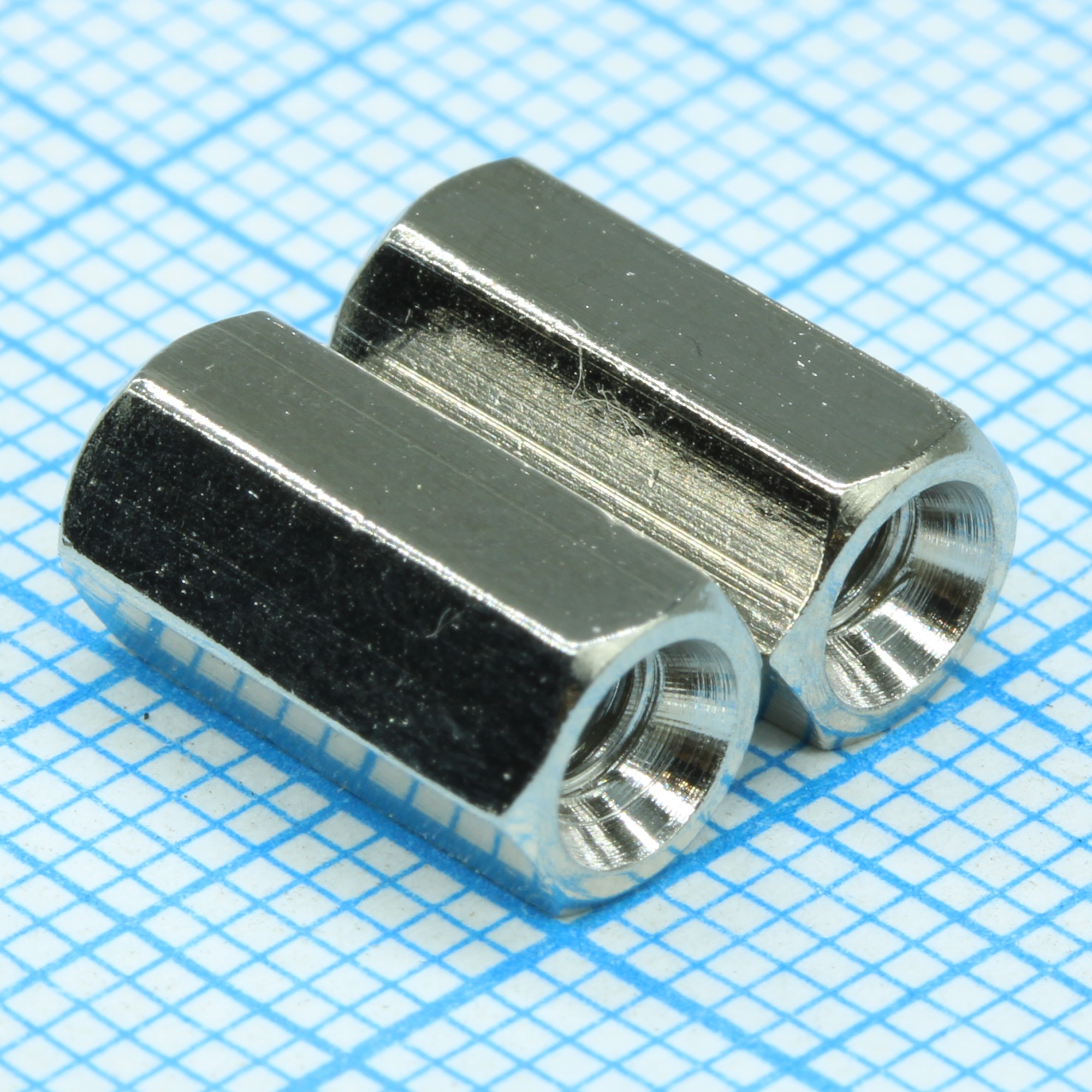 H-L1100-0600-5-03-2N - Стойка латунная никелированная для печатной платы, шестигранная, М3, 11мм, отверстие-отверстие