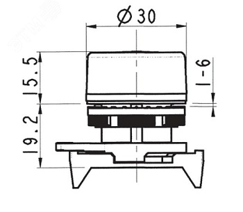 Кнопка плоская с фиксацией, красная ABDTM1