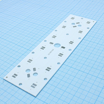 Плата 2x6 5050 6S2P - Плата 2x6 под светодиоды Hongli/OSRAM 5050; схема включения - 2 параллельных цепочки по 6шт последовательно;  размер: 145x43x1.5 мм.