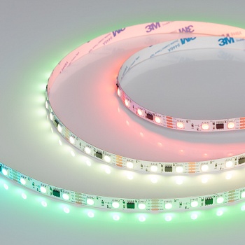 Лента SPI-B60-10mm 12V RGB-PX3-BPT (12 W/m, IP20, 5060, 5m) 039179 - Светодиодная лента SPI-B60, открытая IP20, с микросхемой MT16703. Светодиоды 5060, 60 шт/м (300 шт на 5 м), 1 pixel = 3 LED, обход битого пикселя - BPT, белая плата, скотч 3М. Цвет RGB, 