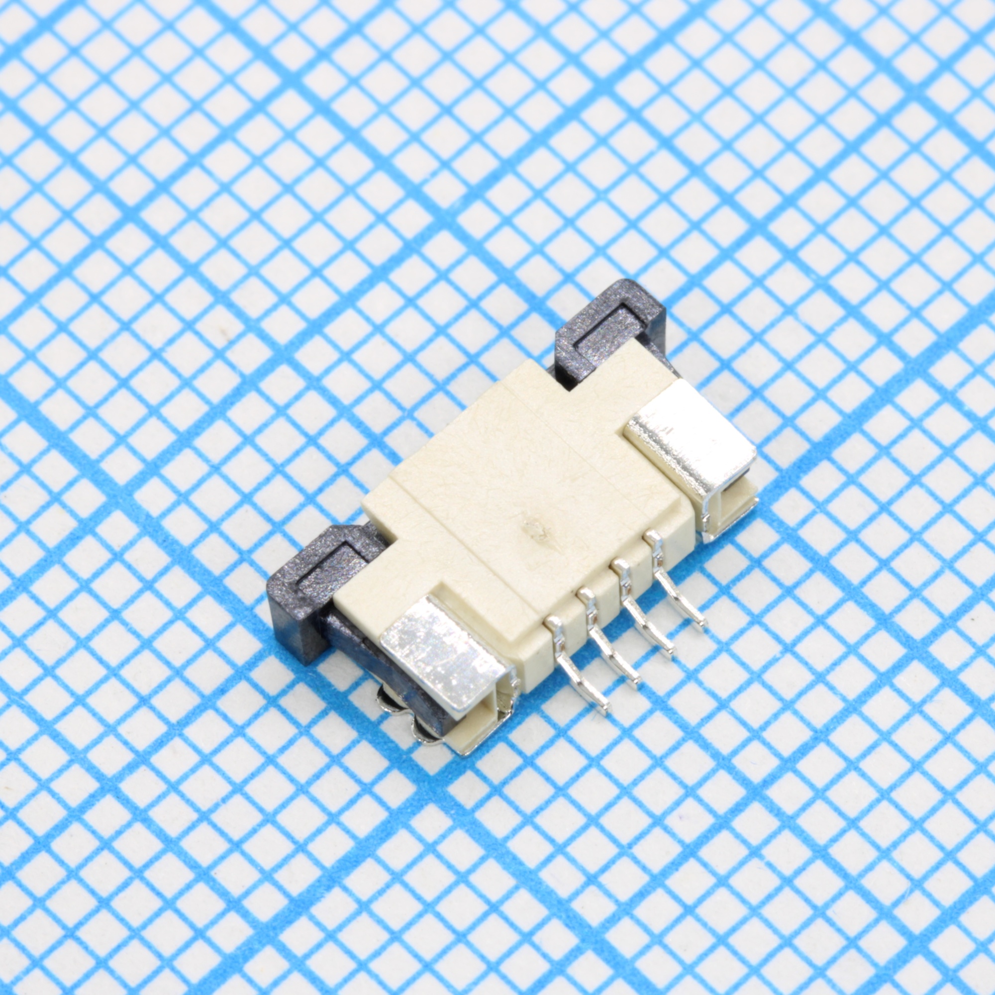 DS1020-07-04VBT1B-R - FPC разъем для шлейфа на плату, поверхностный монтаж 4pin, шаг 1.00мм (контакты сверху)