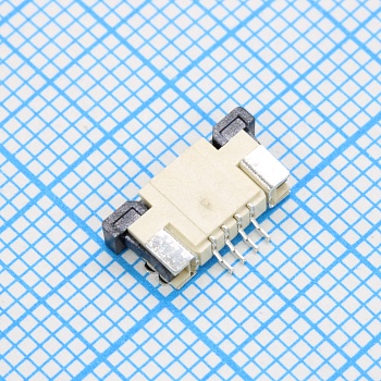 DS1020-07-04VBT1B-R - FPC разъем для шлейфа на плату, поверхностный монтаж 4pin, шаг 1.00мм (контакты сверху)