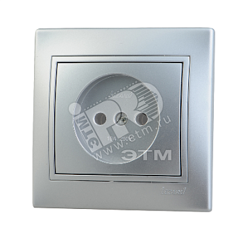 Розетка 1-м СП Mira 16А IP20 без заземл. со вставкой керамика сер. метал. 701-1010-121