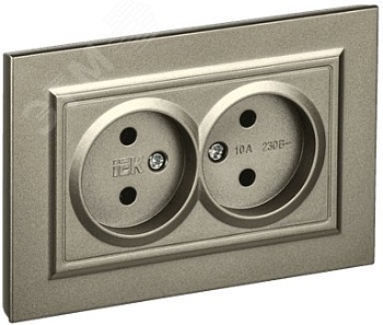 Розетка 2-м СП BRITE РС12-2-БрШ 10А в сборе без заземл. без защ. шторок шампань BR-R20-10-K37-F