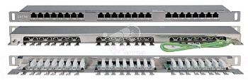 Патч-панель 19дюйм 0.5U кат.5E 24 порта RJ45 Dual IDC PPHD-19-24-8P8C-C5E-SH-110D высок. плотности 244077
