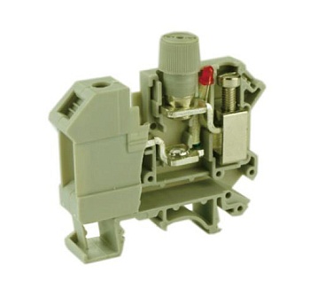 Предохранительная клемма USK-10RDX250 - Предохранительная клемма, 5X20, с LED 250V, тип фиксации провода: винтовой, номинальное сечение: 10 мм кв., до 10A, 800V, ширина: 8 мм, цвет: бежевый, тип монтажа: DIN 35